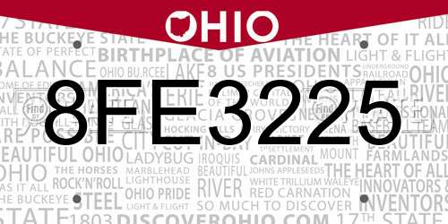 8FE3225 Ohio License Plate