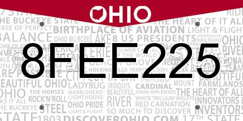 8FEE225 Ohio License Plate