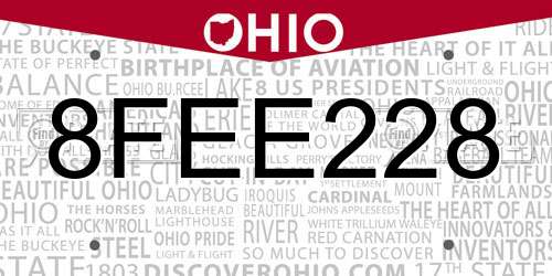 8FEE228 Ohio License Plate