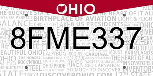 8FME337 Ohio License Plate