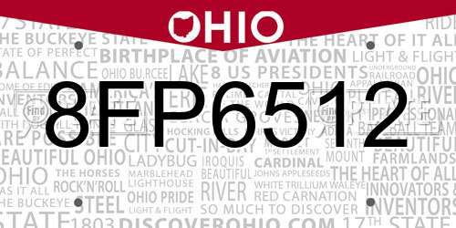 8FP6512 Ohio License Plate