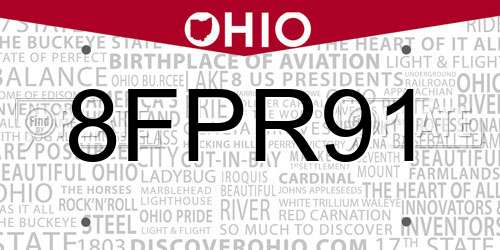 8FPR91 Ohio License Plate