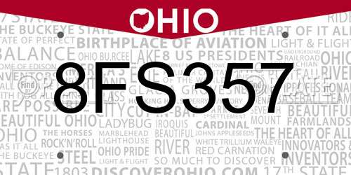 8FS357 Ohio License Plate
