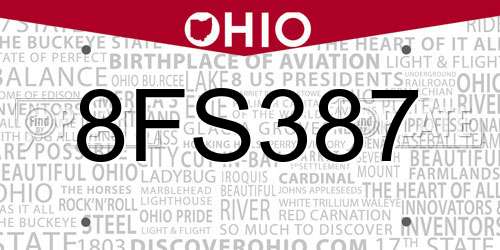 8FS387 Ohio License Plate
