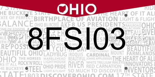 8FSI03 Ohio License Plate