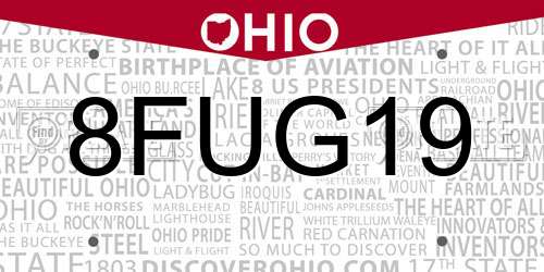 8FUG19 Ohio License Plate