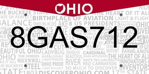 8GAS712 Ohio License Plate