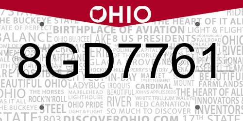 8GD7761 Ohio License Plate