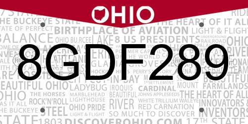 8GDF289 Ohio License Plate