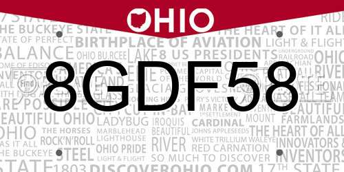 8GDF58 Ohio License Plate