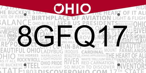 8GFQ17 Ohio License Plate