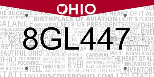 8GL447 Ohio License Plate