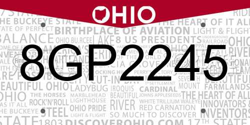 8GP2245 Ohio License Plate