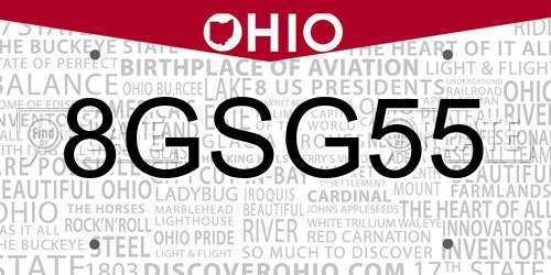 8GSG55 Ohio License Plate