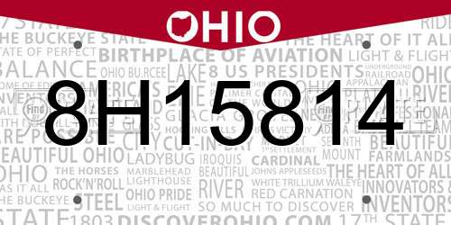 8H15814 Ohio License Plate