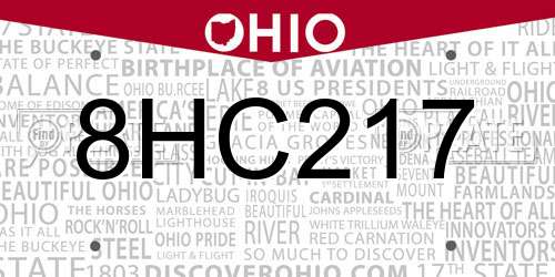 8HC217 Ohio License Plate
