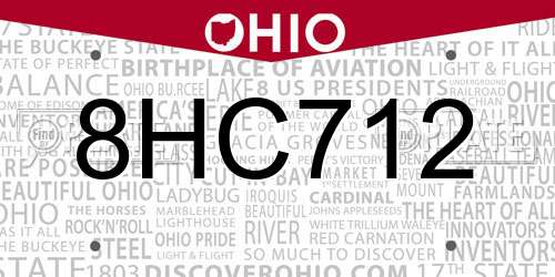 8HC712 Ohio License Plate
