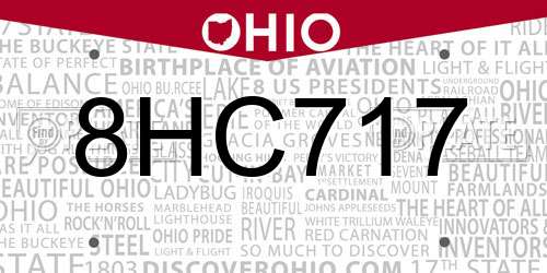 8HC717 Ohio License Plate