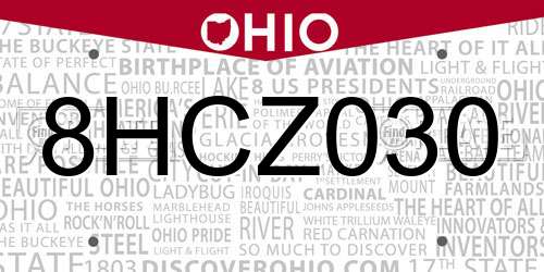 8HCZ030 Ohio License Plate