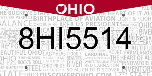8HI5514 Ohio License Plate