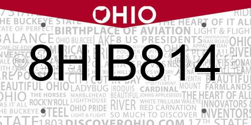8HIB814 Ohio License Plate