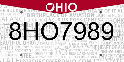 8HO7989 Ohio License Plate