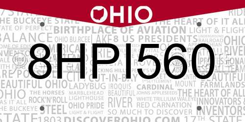 8HPI560 Ohio License Plate