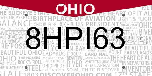 8HPI63 Ohio License Plate