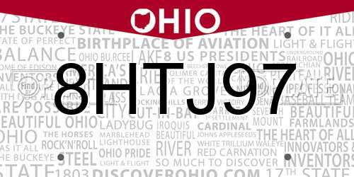 8HTJ97 Ohio License Plate