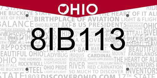 8IB113 Ohio License Plate