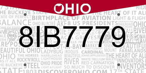 8IB7779 Ohio License Plate