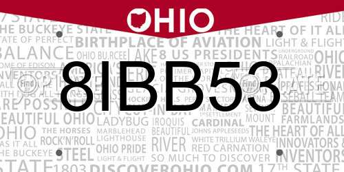 8IBB53 Ohio License Plate