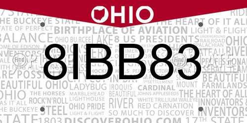 8IBB83 Ohio License Plate