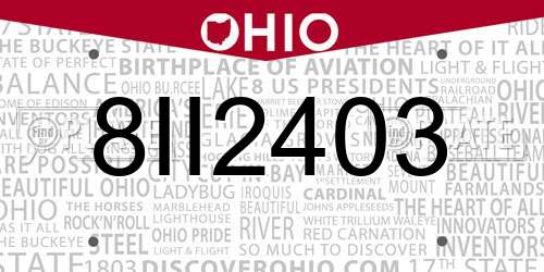 8II2403 Ohio License Plate