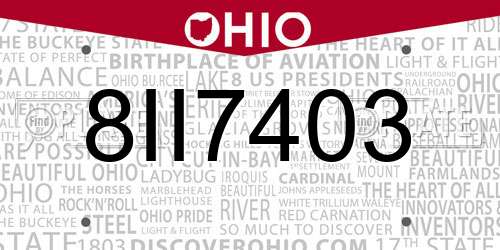 8II7403 Ohio License Plate