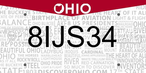 8IJS34 Ohio License Plate