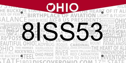 8ISS53 Ohio License Plate