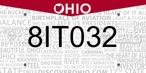 8IT032 Ohio License Plate