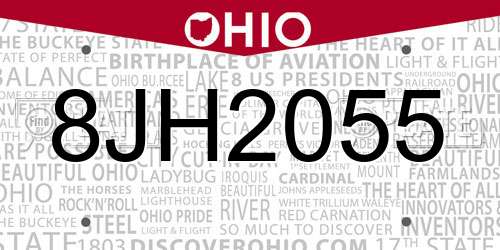 8JH2055 Ohio License Plate
