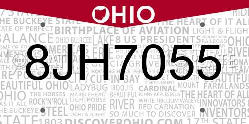 8JH7055 Ohio License Plate