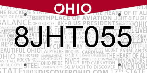 8JHT055 Ohio License Plate