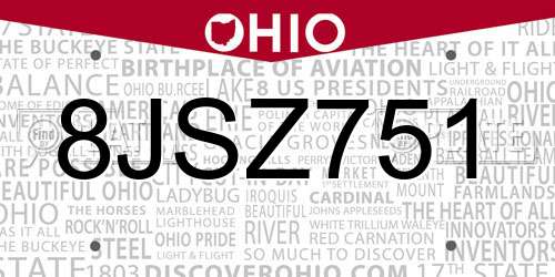 8JSZ751 Ohio License Plate