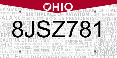 8JSZ781 Ohio License Plate