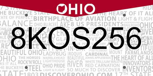 8KOS256 Ohio License Plate