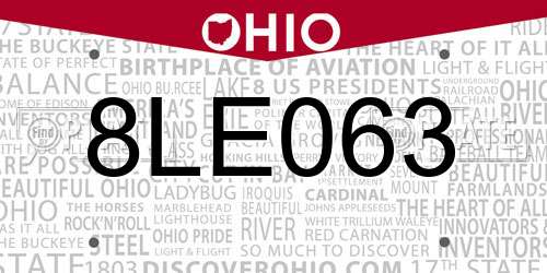 8LE063 Ohio License Plate
