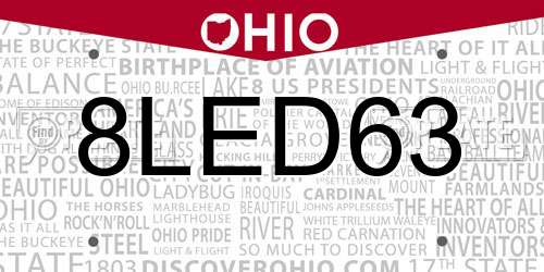 8LED63 Ohio License Plate