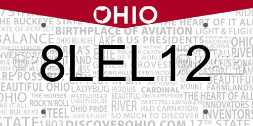 8LEL12 Ohio License Plate
