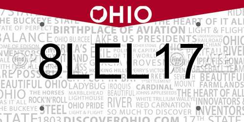 8LEL17 Ohio License Plate