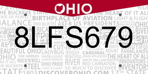 8LFS679 Ohio License Plate