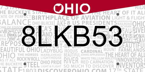 8LKB53 Ohio License Plate